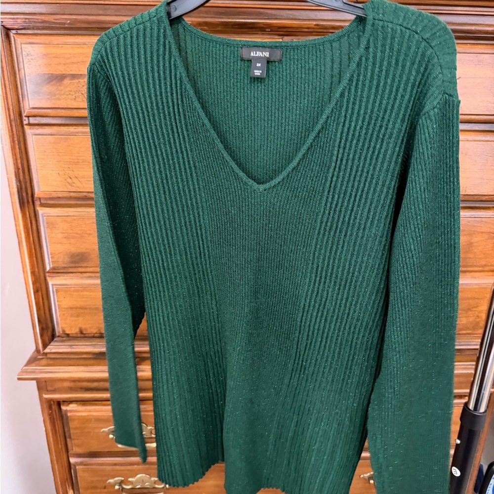 Alfani Deep Green V-Neck Sweater